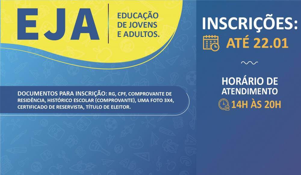 Matrículas da EJA seguem até sexta-feira