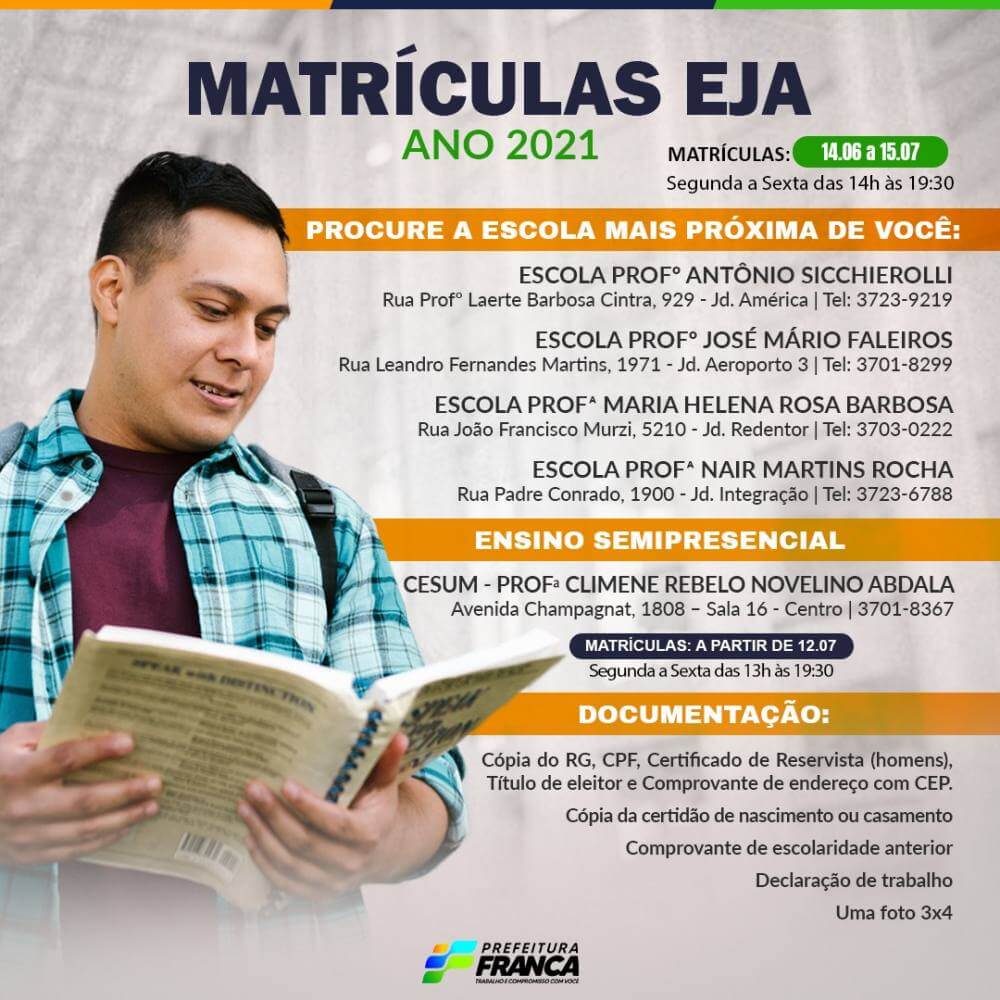 Educação recebe inscrições para a EJA