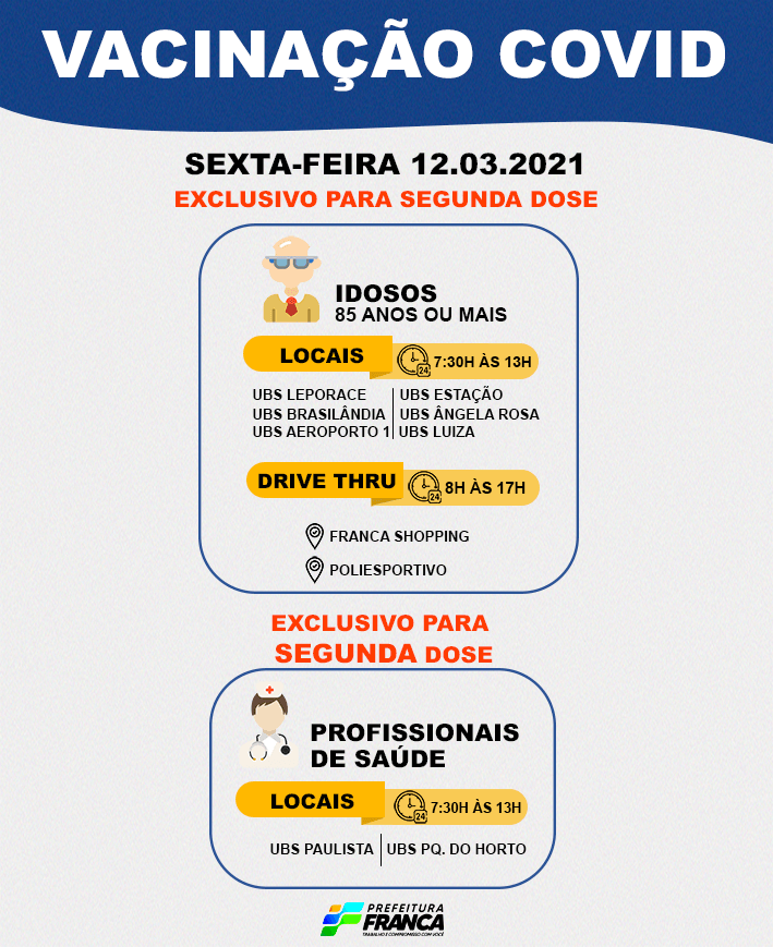 2ª dose para idosos com 85 anos ou mais continua nesta sexta-feira
