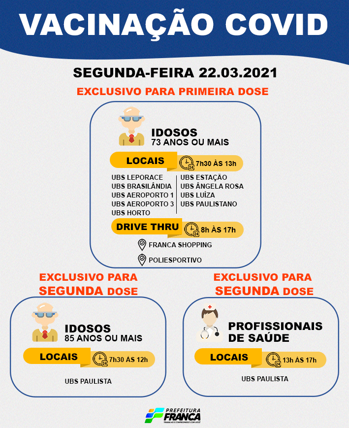 Saúde inicia vacinação para idosos a partir de 73 anos ou mais