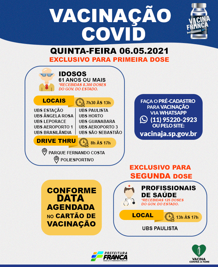 Idosos com 61 anos ou mais recebem a vacina contra Covid-19