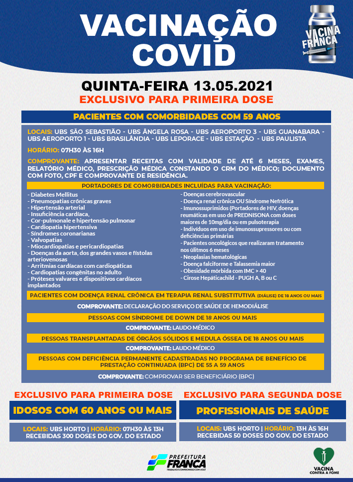Saúde amplia vacinação para pacientes com comorbidades