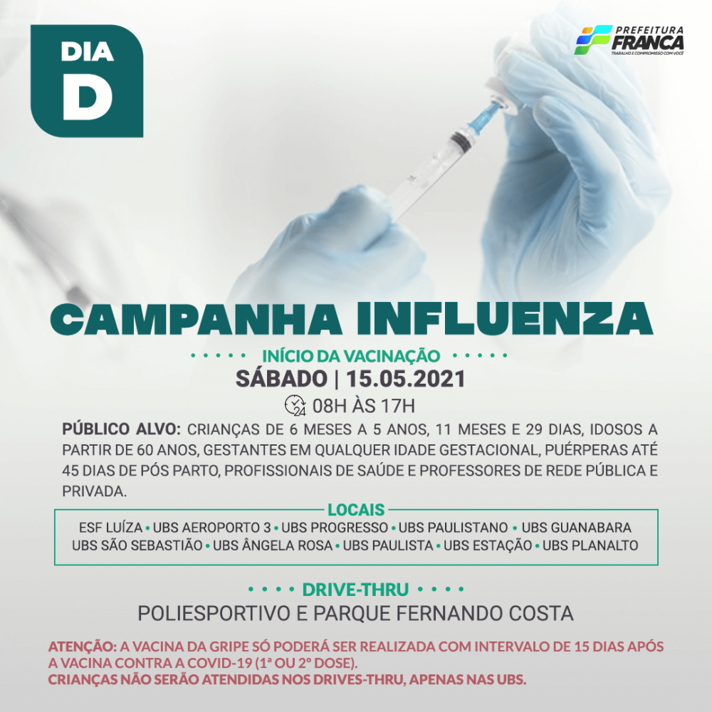 Dia D vacina contra Influenza neste sábado