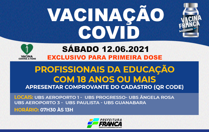 1ª Dose para Profissionais da Educação com 18 anos ou mais