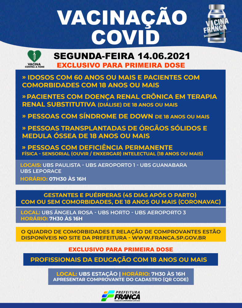 Saúde divulga programação da vacina contra Covid-19 para segunda-feira