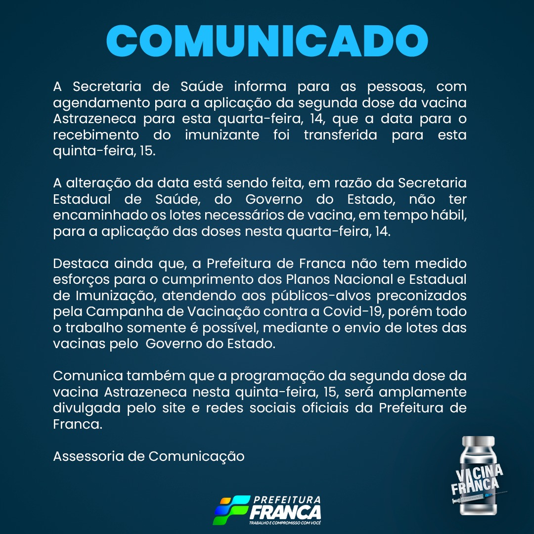 Comunicado - Vacinação