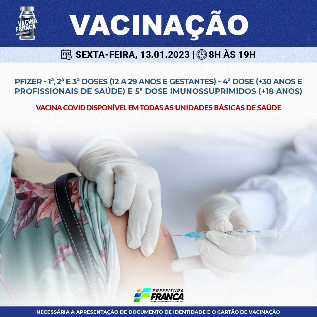 Confira a programação da vacinação contra a COVID-19