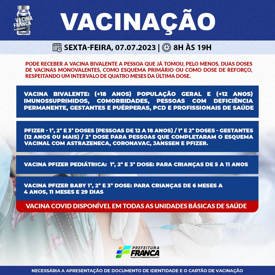 Confira a programação da Campanha de Vacinação contra a COVID-19